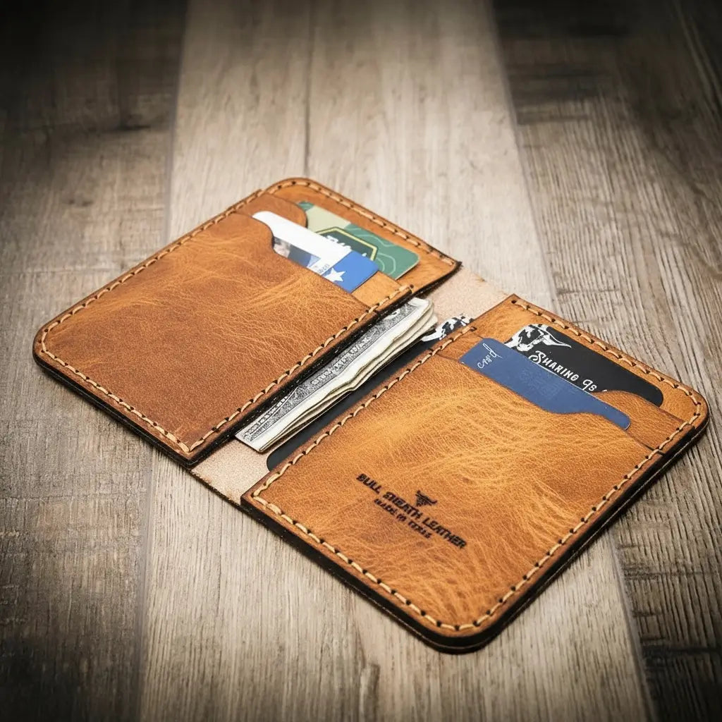Tyler Full-Grain Leather Vertical Wallet – Handmade in Texas