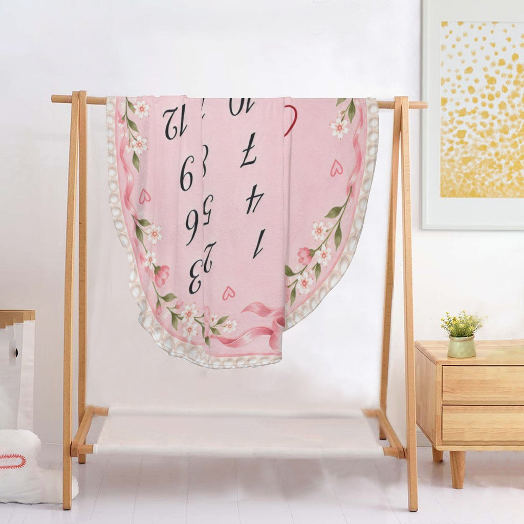Personalized Pink Floral Baby Milestone Blanket