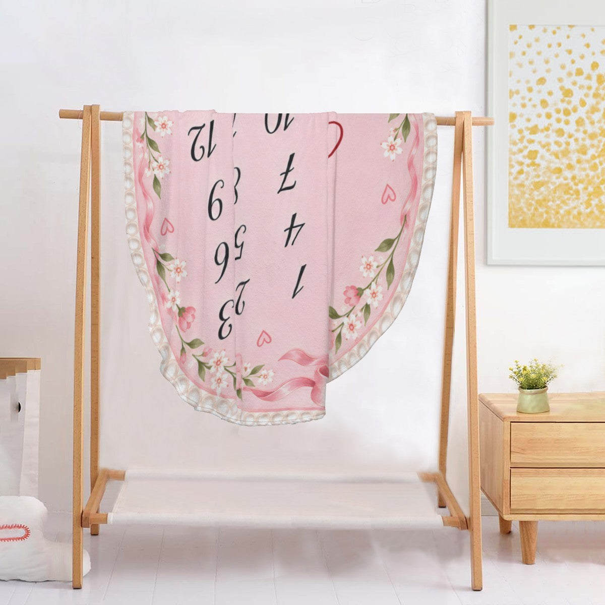 Personalized Pink Floral Baby Milestone Blanket