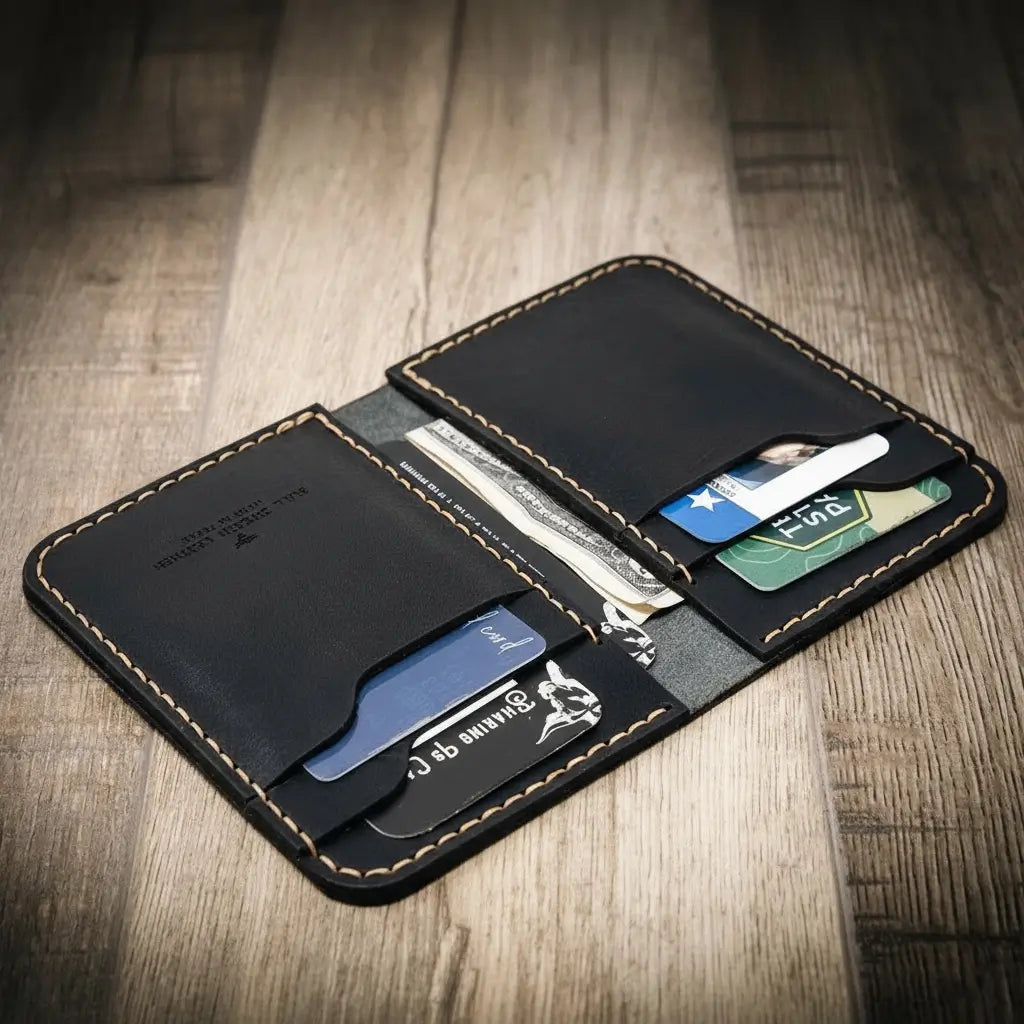 Tyler Full-Grain Leather Vertical Wallet – Handmade in Texas