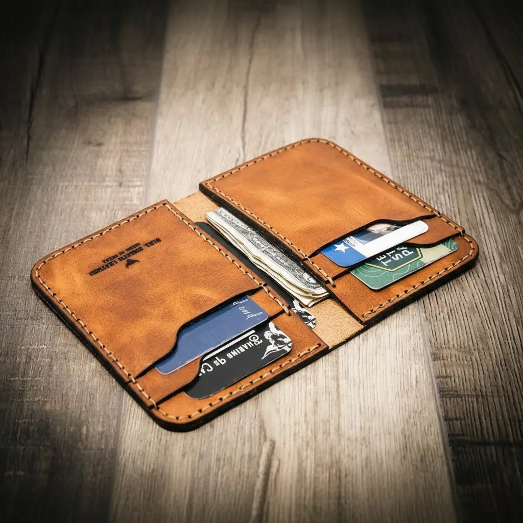 Tyler Full-Grain Leather Vertical Wallet – Handmade in Texas