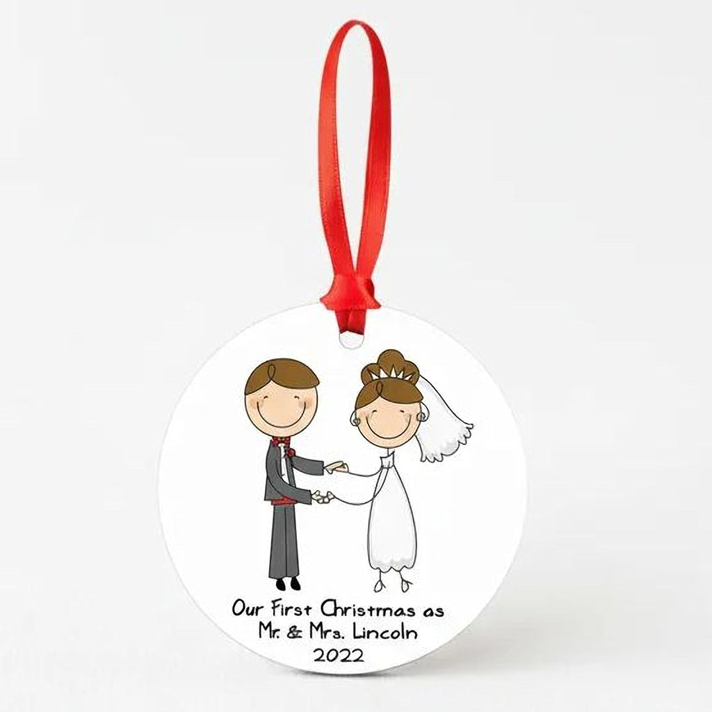 Personalized Wedding Christmas Ornament – Names & Date