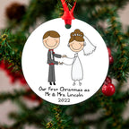 Personalized Wedding Christmas Ornament – Names & Date