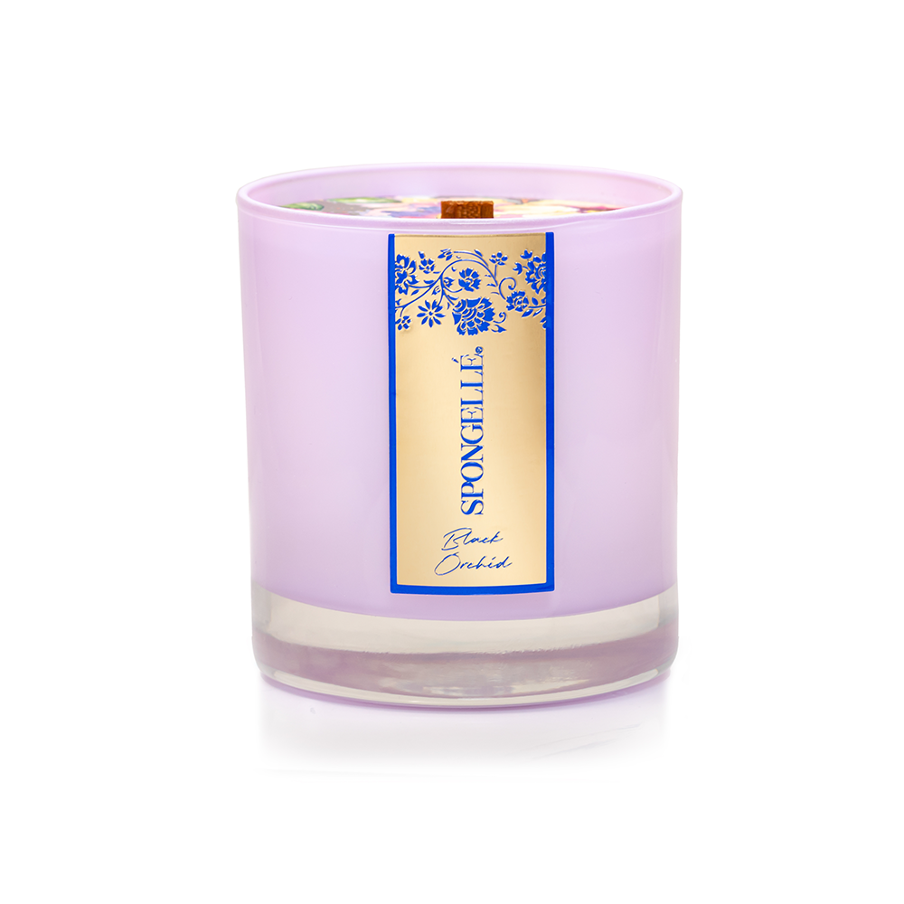 Spongellé Black Orchid Soy Candle – Wooden Wick, 8 oz