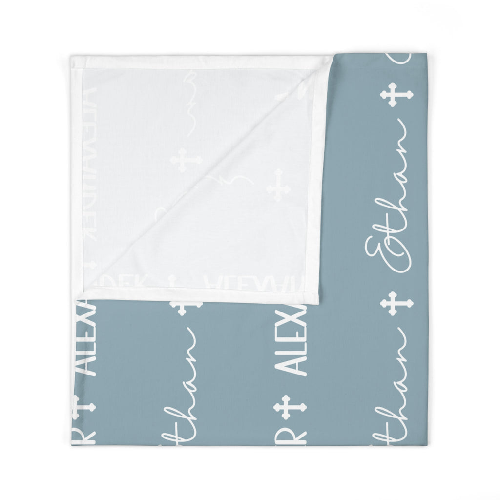 Personalized Baby Name Swaddle Blanket – Blue