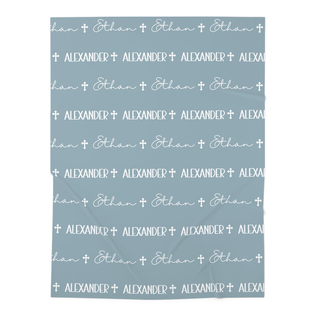 Personalized Baby Name Swaddle Blanket – Blue