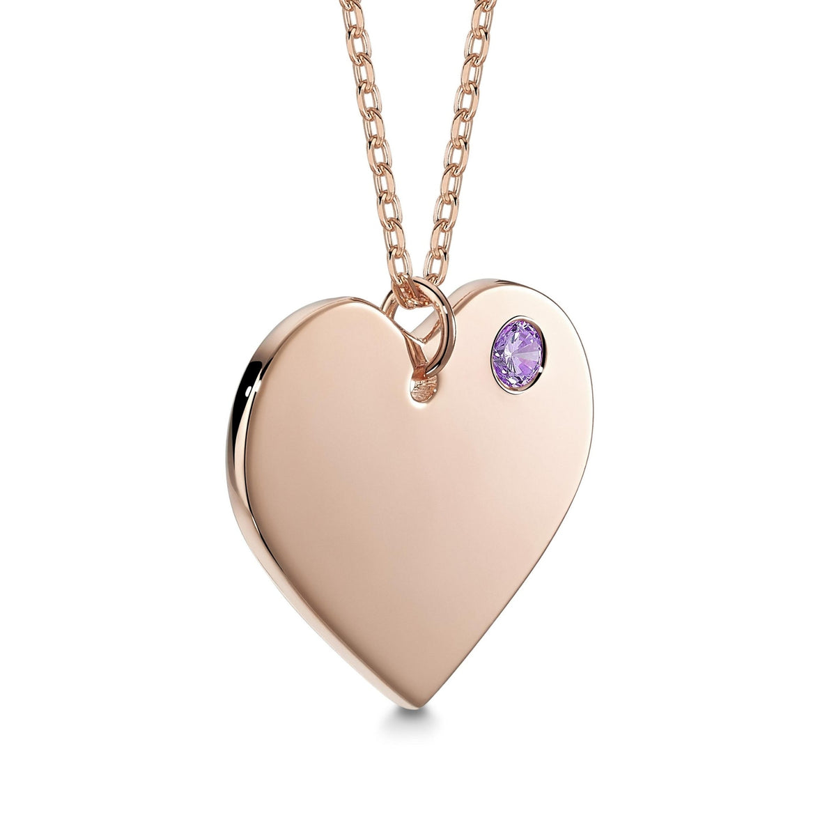 Personalized Rose Gold Birthstone Heart Necklace