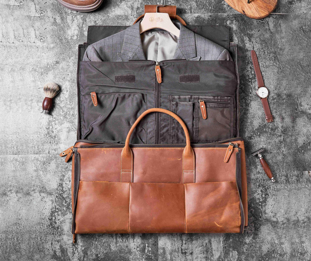 Personalized Leather Garment Duffel Bag