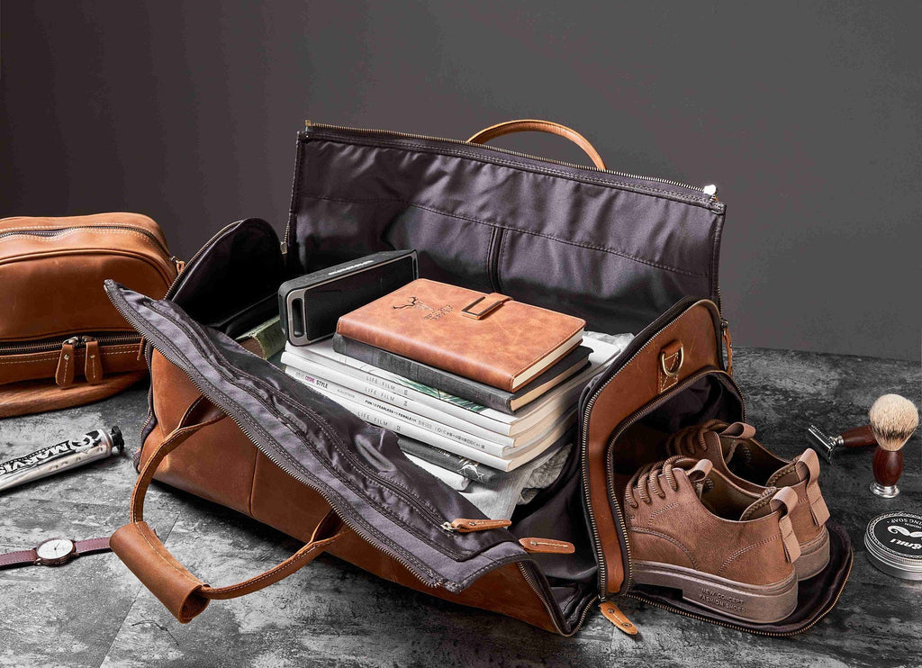 Personalized Leather Garment Duffel Bag