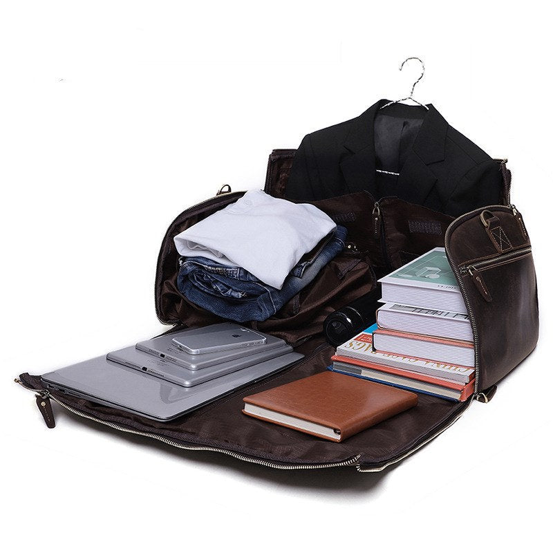 Personalized Leather Garment Duffel Bag