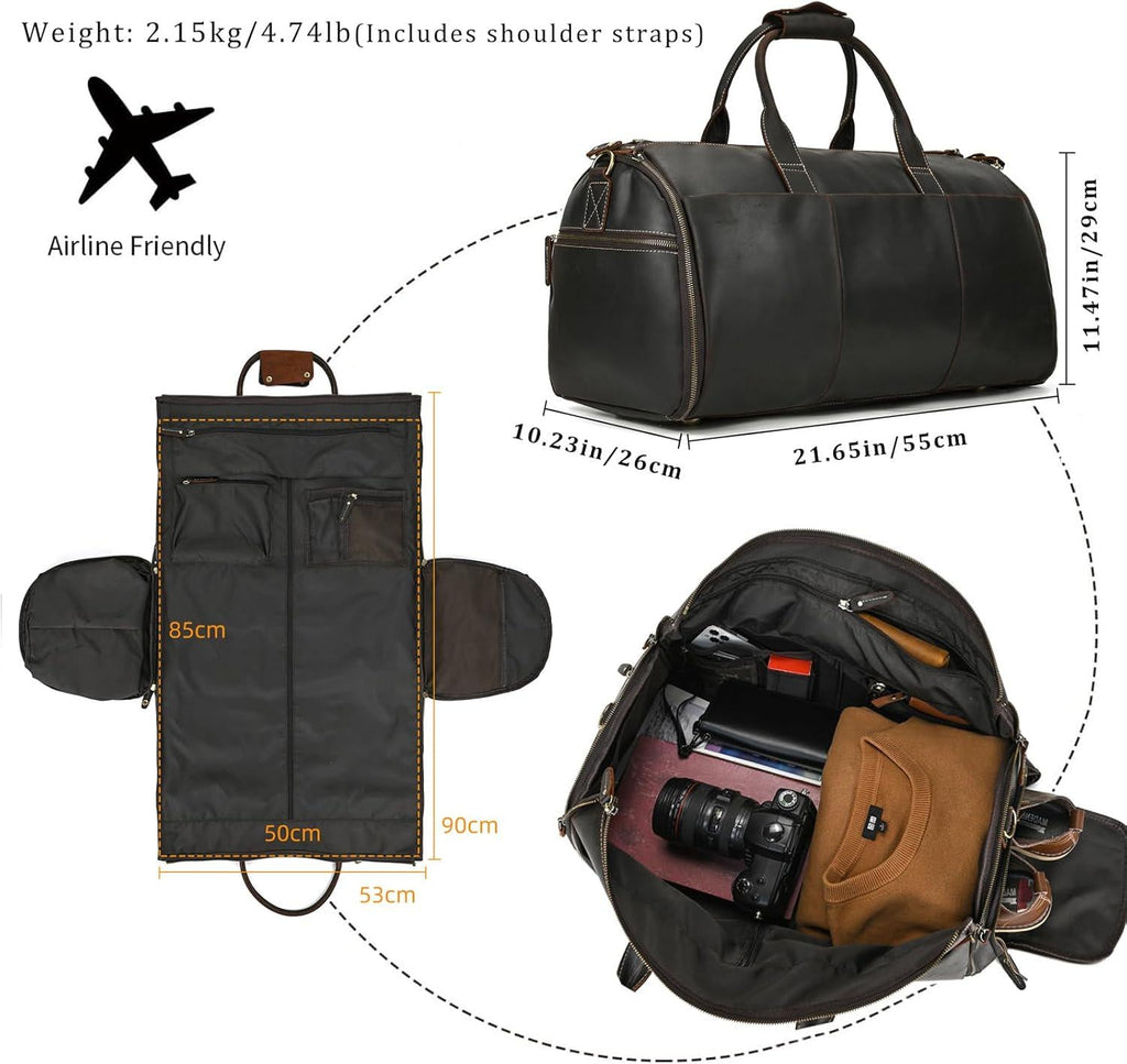 Personalized Leather Garment Duffel Bag