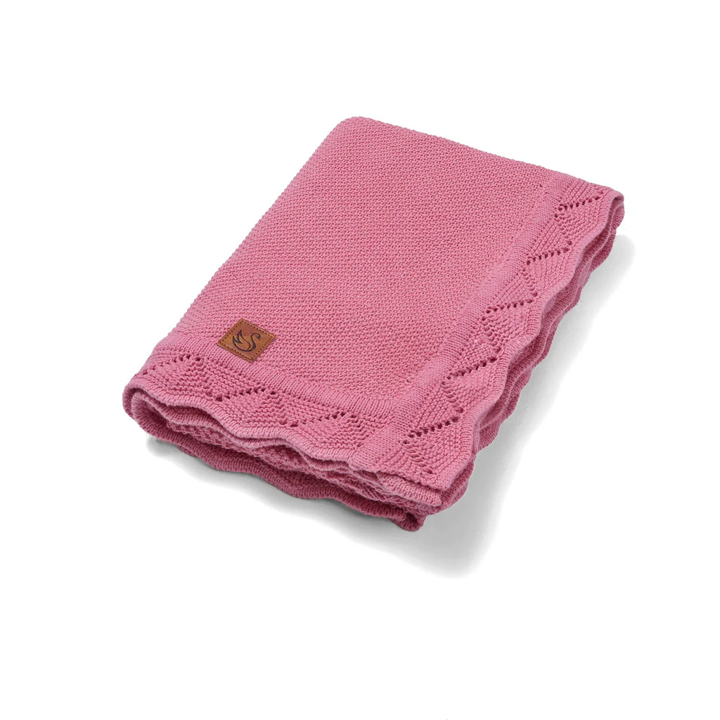 Rose Pink Cotton Heirloom Baby Blanket