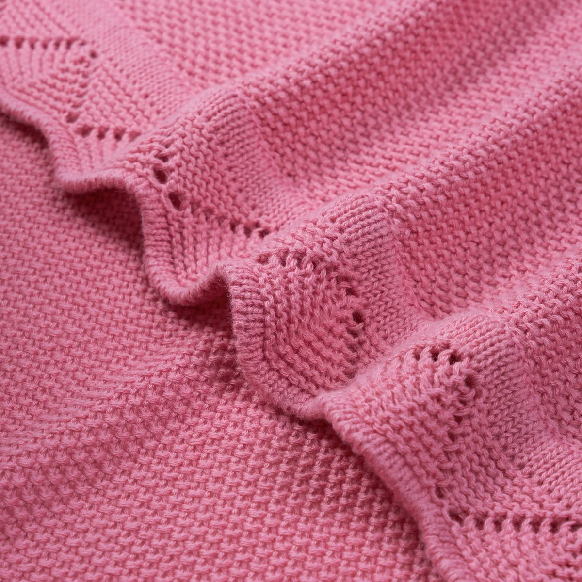 Rose Pink Cotton Heirloom Baby Blanket