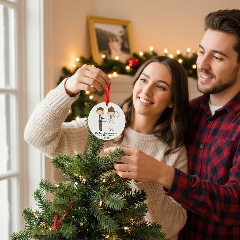 Personalized Wedding Christmas Ornament – Names & Date