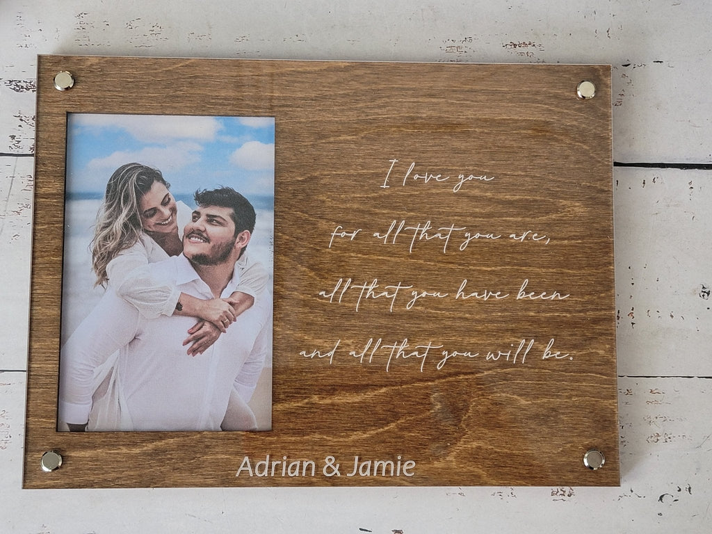 Personalized Wooden Picture Frame – Custom Quote or Names