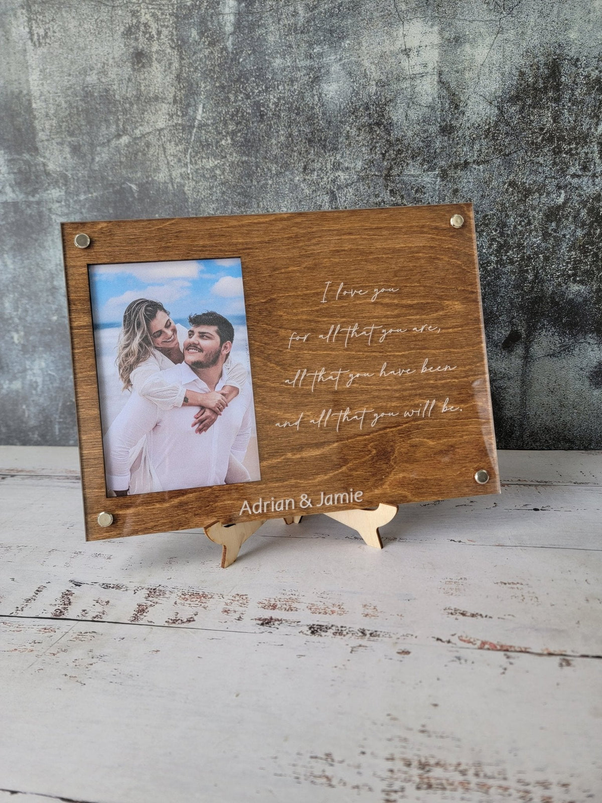 Personalized Wooden Picture Frame – Custom Quote or Names